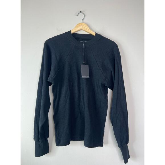 NWT Marissa Webb So Uptight Waffle Knit Crewneck Ribbed Trim Sweater Black - Picture 2 of 7